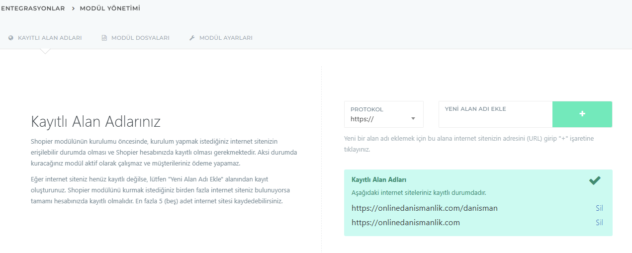 Shopier Alan Adı Ekleme